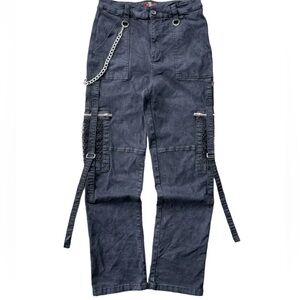 Y2K Royal Bones Size 15 Daang Goodman Tripp Strappy Goth Pants Cargo Mesh